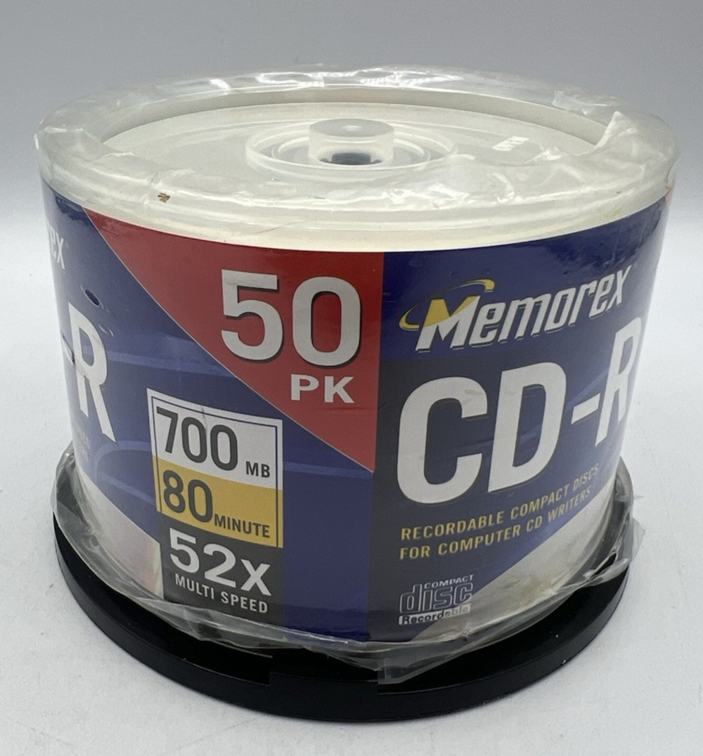 Memorex CD-R 50 Pack 700MB 80 Min 52X Recordable Blank Discs New Open Box